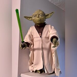 Disney Star Wars Yoda Figure w/Green Lightsaber-Great Gift!-Displayed Only